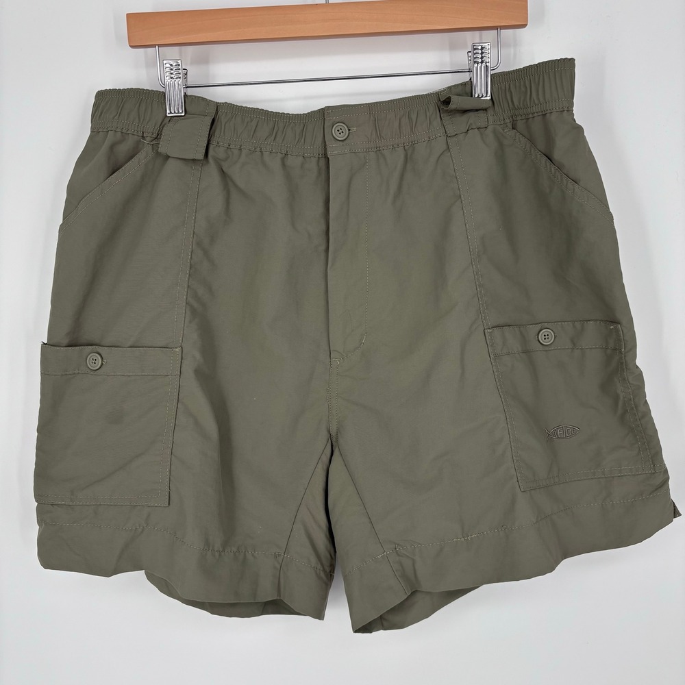 AFTCO Original Fishing Shorts Mens 40 Green Nylon M01 Cargo Pocket Boating